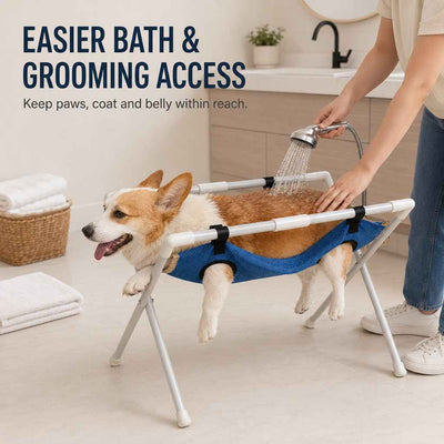 Paws in Awe Freestanding Foldable Pet Grooming Hammock Stand for Easier At-Home Nail Trimming – Dogs & Cats