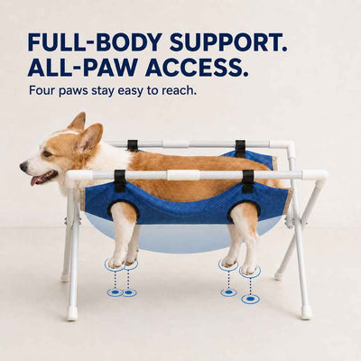 Paws in Awe Freestanding Foldable Pet Grooming Hammock Stand for Easier At-Home Nail Trimming – Dogs & Cats