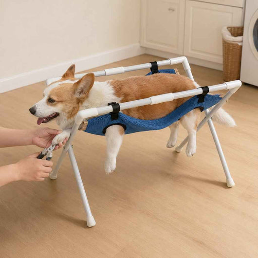 Paws in Awe Freestanding Foldable Pet Grooming Hammock Stand for Easier At-Home Nail Trimming – Dogs & Cats