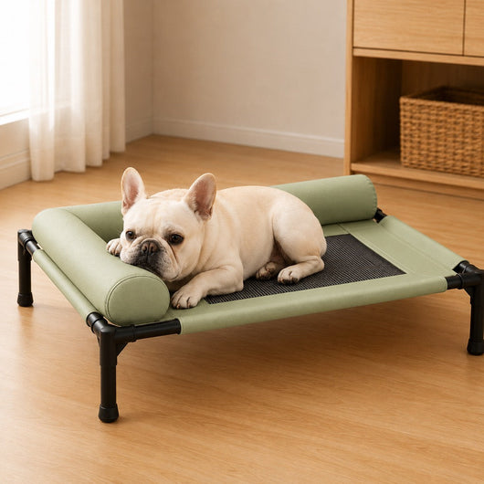 Komavic Elevated Dog Cot for All-Season Indoor Naps - Breathable Raised Pet Bed with Soft Bolsters for Cooler Rest & Easy Cleaning