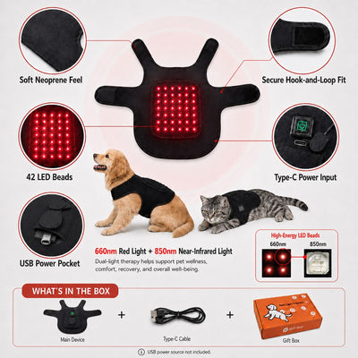 Komavic Dog Red Light Vest – Back Belly & Hip Care