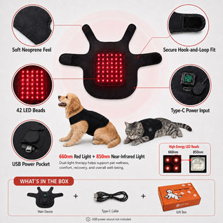 Komavic Dog Red Light Vest – Back Belly & Hip Care