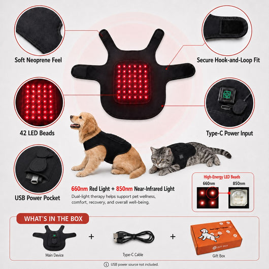 Komavic Dog Red Light Vest – Back Belly & Hip Care