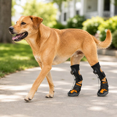 Komavic Adjustable Tension-Dial Dog Paw-Lift Support Boots – For Indoor Floors & Outdoor Walks, Paw Dragging & Scuffing Support
