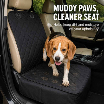 Paws in Awe Front Seat Pet Car Seat Cover with Seat Belt Tether - Passenger Seat Protector