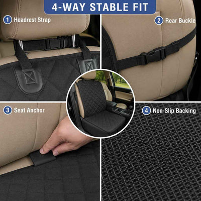 Paws in Awe Front Seat Pet Car Seat Cover with Seat Belt Tether - Passenger Seat Protector