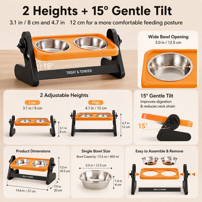 Komavic Elevated Pet Bowls Adjustable Feeding Stand
