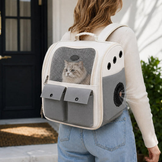 USB-Powered Dual-Fan Cat Carrier Backpack for Vet Visits & Everyday Travel - Fan-Assisted Cooling for Less-Stuffy Trips