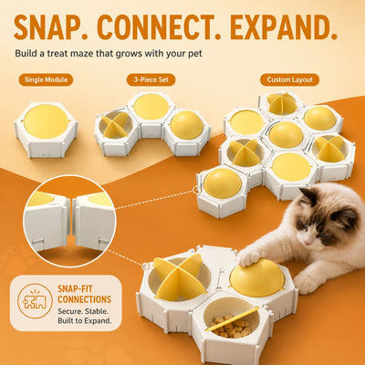 Modular Hexagon Cat Puzzle Feeder