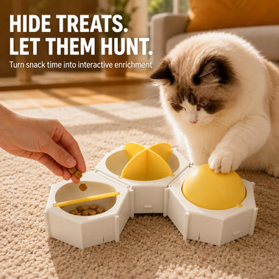 Modular Hexagon Cat Puzzle Feeder