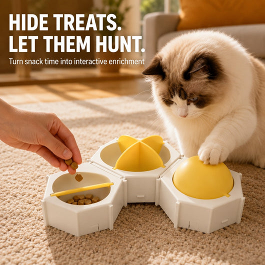 Modular Hexagon Cat Puzzle Feeder
