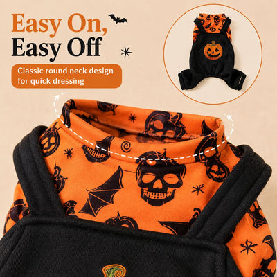 Komavic Halloween Dog Jumpsuit for Parties & Photos - Soft Pumpkin Pet Costume