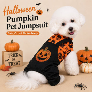 Komavic Halloween Dog Jumpsuit for Parties & Photos - Soft Pumpkin Pet Costume