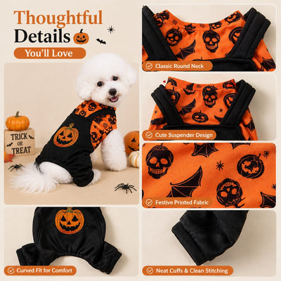Komavic Halloween Dog Jumpsuit for Parties & Photos - Soft Pumpkin Pet Costume