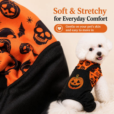 Komavic Halloween Dog Jumpsuit for Parties & Photos - Soft Pumpkin Pet Costume