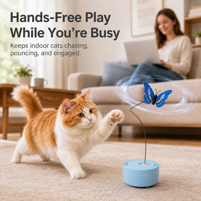 Komavic Automatic Butterfly Cat Toy 360° Chase & Play