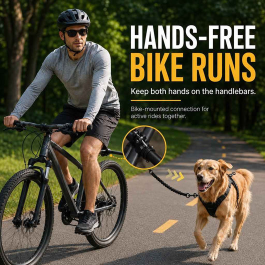 Paws in Awe Hands-Free Dog Bike Leash with Shock-Absorbing Bungee – Bike-Mounted Side Arm for Controlled Side-by-Side Runs