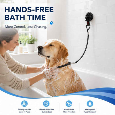 Hands-Free Dog Bathing & Grooming Suction Cup Tether - Less Chasing, Easier At-Home Grooming