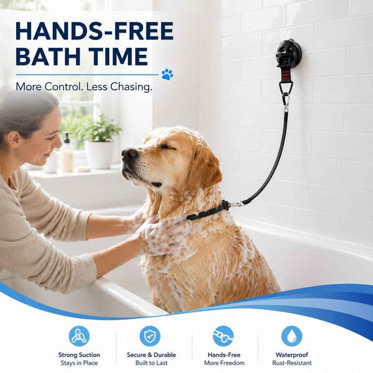 Hands-Free Dog Bathing & Grooming Suction Cup Tether - Less Chasing, Easier At-Home Grooming