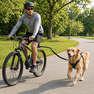 Paws in Awe Hands-Free Dog Bike Leash with Shock-Absorbing Bungee – Bike-Mounted Side Arm for Controlled Side-by-Side Runs