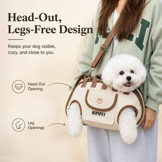 Paws in Awe Hands-Free Small Dog Carrier Bag – Supportive Legs-Out Crossbody Carrier for Walks, Errands & Vet Visits