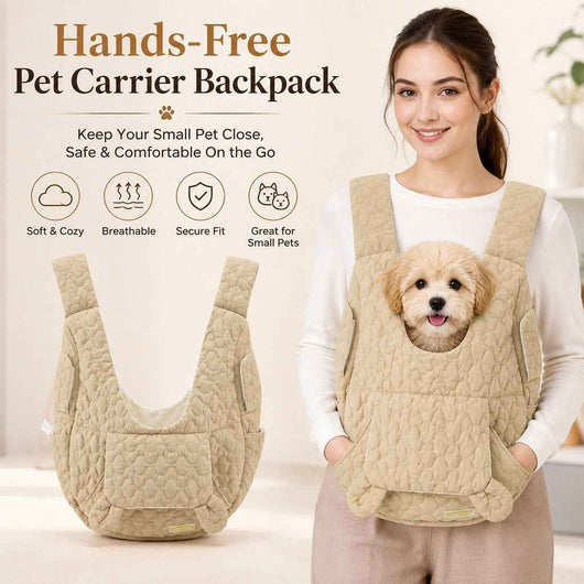 Paws in Awe Hands-Free Front Pet Carrier Backpack for Small Dogs & Cats - Comfortable Carrying for Walks & Travel