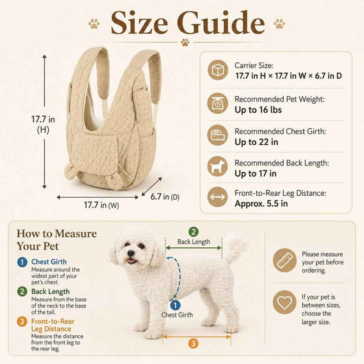 Paws in Awe Hands-Free Front Pet Carrier Backpack for Small Dogs & Cats - Comfortable Carrying for Walks & Travel