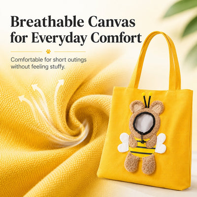 Head-Out Cat Carrier Tote with Safety Leash & Drawstring Opening