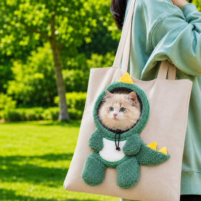 Head-Out Cat Carrier Tote with Safety Leash & Drawstring Opening