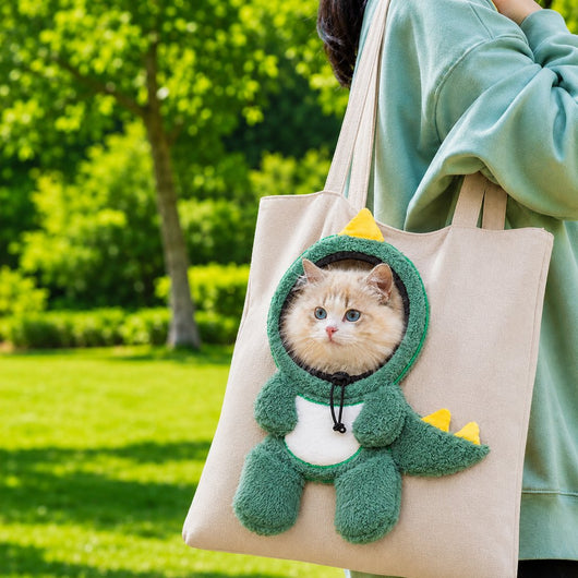 Head-Out Cat Carrier Tote with Safety Leash & Drawstring Opening
