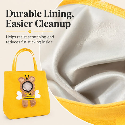 Head-Out Cat Carrier Tote with Safety Leash & Drawstring Opening
