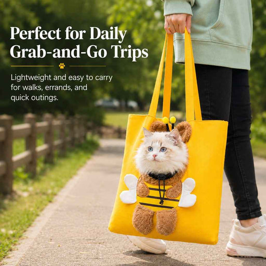 Paws in Awe Head-Out Cat Carrier Tote for Walks & Vet Visits - Lightweight Canvas Pet Bag for Cats & Small Dogs