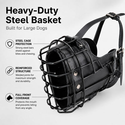 Komavic Heavy-Duty Steel Basket Dog Muzzle