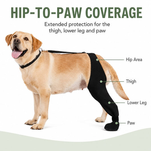 Adjustable Dog Rear Leg Recovery Sleeve with Paw Cover