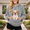 Plush Fleece Pet Pocket Hoodie - Womens Casual Loose Fit Pullover for Dog Owners