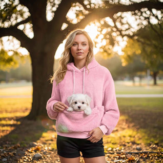 Komavic Plush Fleece Pet Pocket Hoodie – Cats & Small Dogs