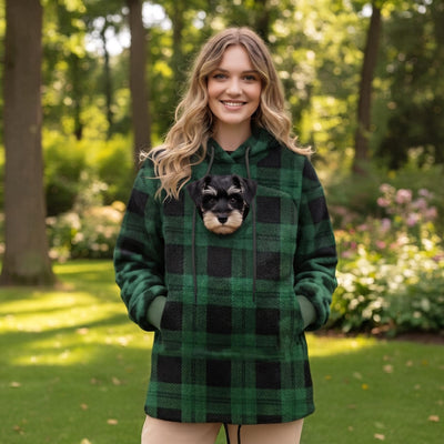 Dog Carrier Hoodie - Sherpa Flannel Pet Sweatshirt - Kangaroo Pouch Pullover for Animals