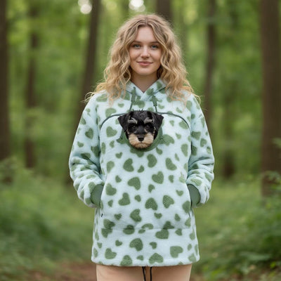 Dog Carrier Hoodie - Sherpa Flannel Pet Sweatshirt - Kangaroo Pouch Pullover for Animals