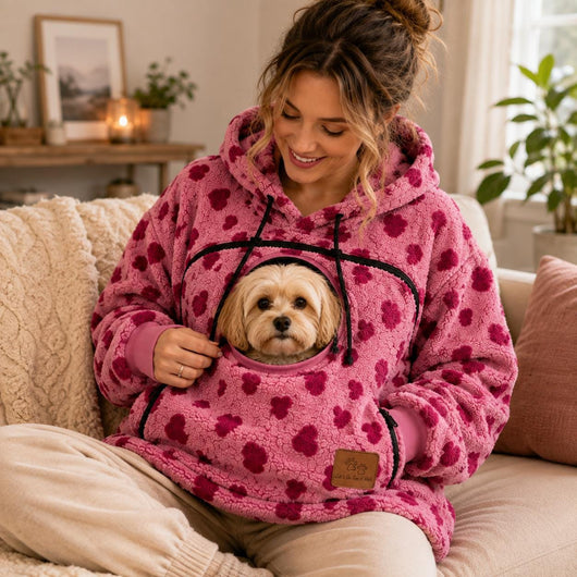 Pet Carrier Hoodie for Women, Cat Mum Fleece Hoodie, Small Dog &amp; Cat Pouch Sweatshirt, Cosy Winter Pet Lover Gift