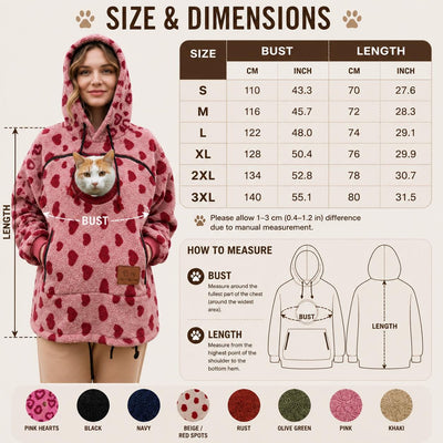 Pet Carrier Hoodie for Women, Cat Mum Fleece Hoodie, Small Dog &amp; Cat Pouch Sweatshirt, Cosy Winter Pet Lover Gift