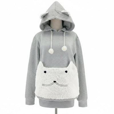 Cat Carrier Hoodie with Pet Pouch, Cozy Cat Mom Sweatshirt for Small Pets