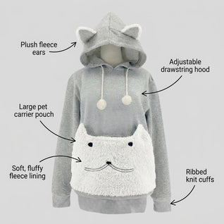 Komavic Cat Carrier Hoodie – Plush Cat Pouch for Cats & Small Dogs