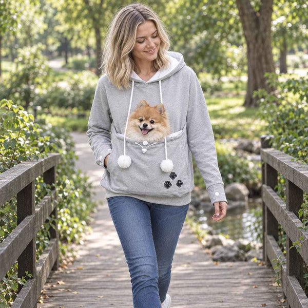 Komavic Dog Carrier Hoodie – Fleece Kangaroo Pouch for Small Dogs & Cats