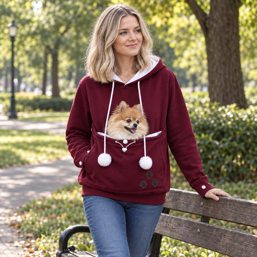 Pet Carrier Hoodie for Small Dogs &amp; Cats, Women's and Men's Fleece Kangaroo Pouch Sweatshirt, Hands Free Dog Sling, Cozy Winter Pullover, Pet Mom and Dad Gift