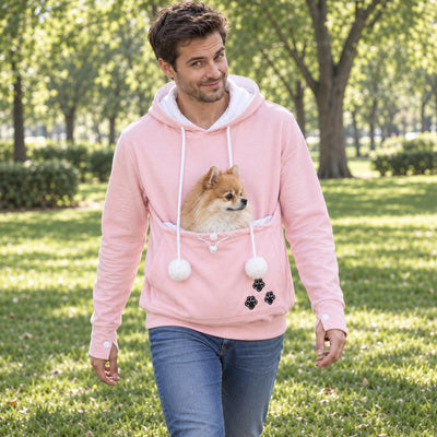 Pet Carrier Hoodie for Small Dogs &amp; Cats, Women's and Men's Fleece Kangaroo Pouch Sweatshirt, Hands Free Dog Sling, Cozy Winter Pullover, Pet Mom and Dad Gift
