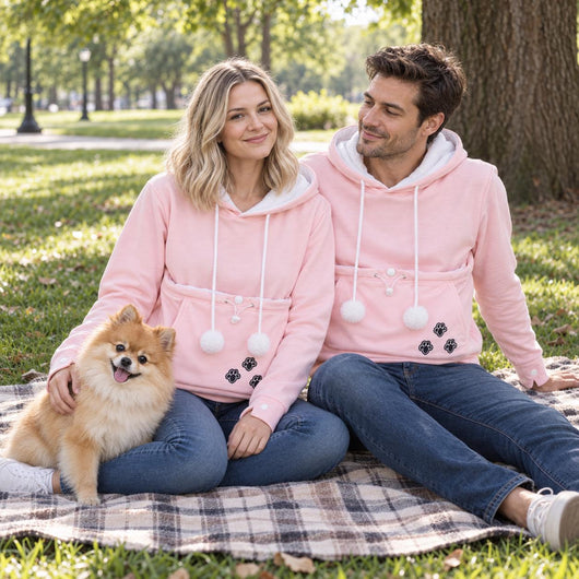 Pet Carrier Hoodie for Small Dogs &amp; Cats, Women's and Men's Fleece Kangaroo Pouch Sweatshirt, Hands Free Dog Sling, Cozy Winter Pullover, Pet Mom and Dad Gift