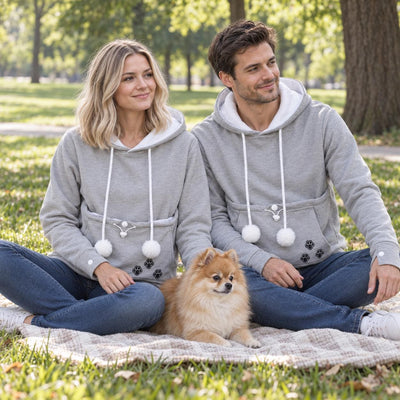 Pet Carrier Hoodie for Small Dogs &amp; Cats, Women's and Men's Fleece Kangaroo Pouch Sweatshirt, Hands Free Dog Sling, Cozy Winter Pullover, Pet Mom and Dad Gift
