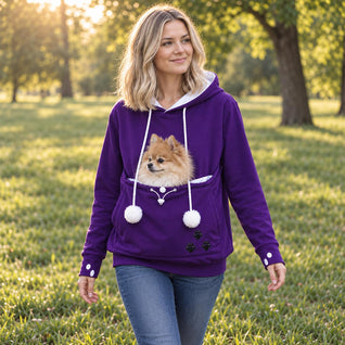 Komavic Dog Carrier Hoodie – Fleece Kangaroo Pouch for Small Dogs & Cats