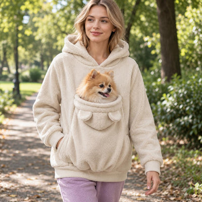 Pet Carrier Hoodie for women and men, Teddy Fleece Kangaroo Pouch Sweatshirt for Small Dogs &amp; Cats, Warm and Cozy Winter Pullover