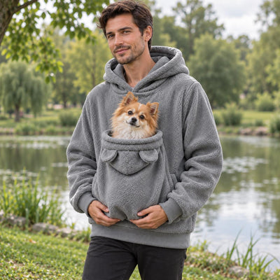 Pet Carrier Hoodie for women and men, Teddy Fleece Kangaroo Pouch Sweatshirt for Small Dogs &amp; Cats, Warm and Cozy Winter Pullover